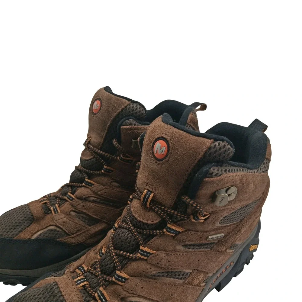 Merrell Hiking Boots Mens Size 11.5 Brown Suede Waterproof Vibram Ankle J06051W